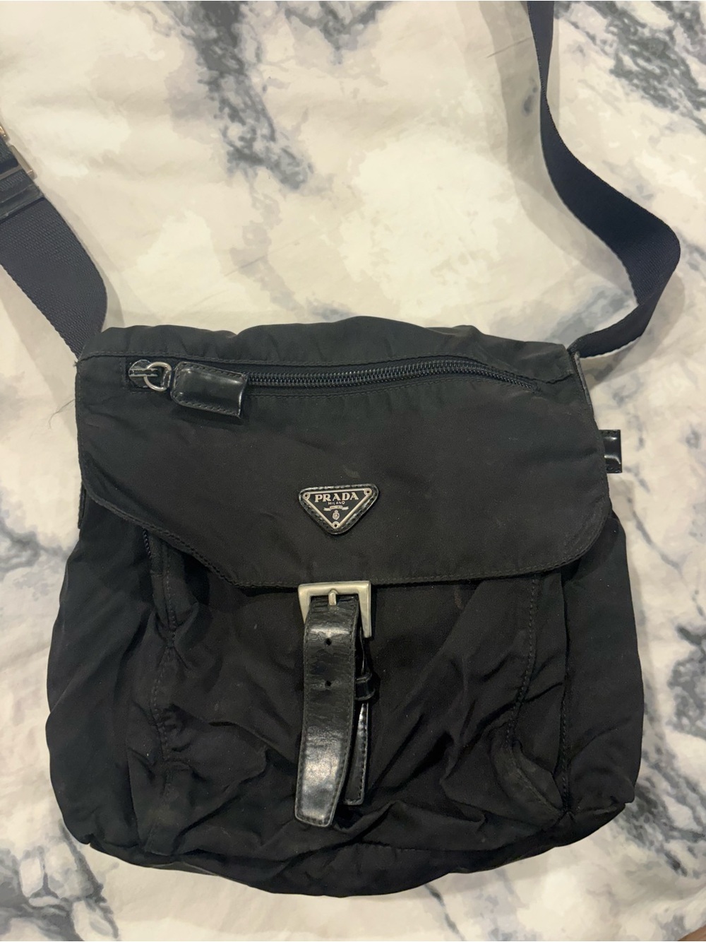 Prada Black Nylon Messenger Crossbody Bag